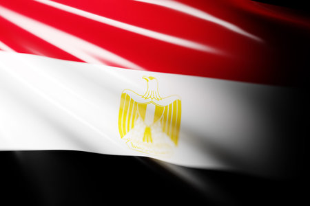 3D illustration of the national waving flag of Egypt. Country symbol.
