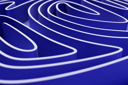 3D rendering. Purple volumetric maze. geometric pattern. Abstract illusory endless ornament textureの写真素材