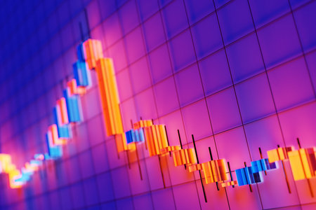 3d illustartion Candle stick graph of investment trading in the stock market, bullish point, bearish...