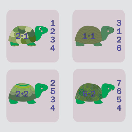 worksheet vector design, task to calculate the answer and connect to the correct number. Logic game...