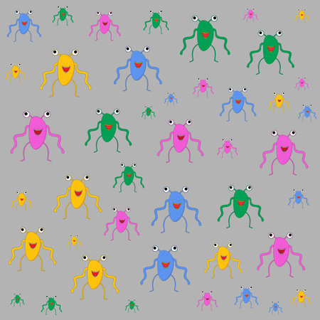 Childish pattern with cute monsters. Idea for kids clothing, fabric, textile, baby decoration, wrapping paperのイラスト素材
