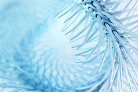 3D rendering abstract blue fractal with spikes.の写真素材