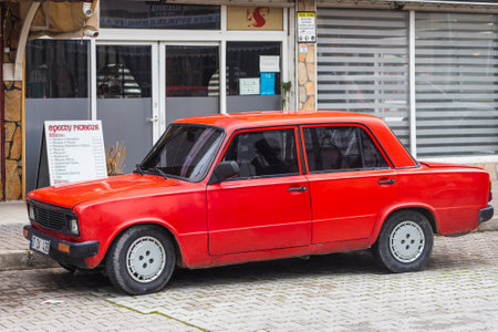 side; Turkey â March 04 2022: red Tofas parked on the street on a warm dayのeditorial素材