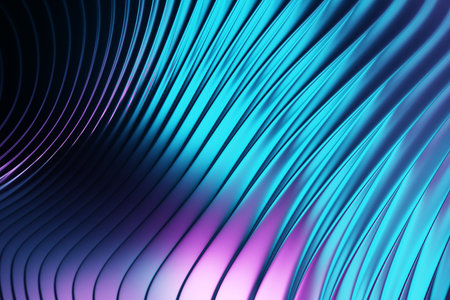 3d Illustration rows of blue and pink lines. Geometric background, weave pattern.