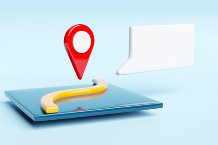 3d illustration of an icon with a red destination point on the map. navigation marker
