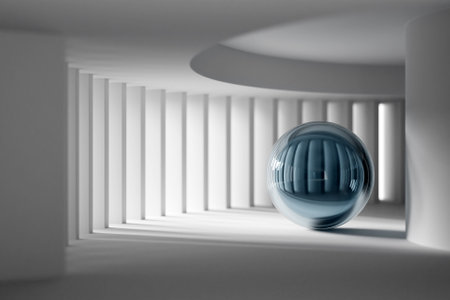 3d illustration of a portal, walkway A close-up of a round monocrome tunnel.の写真素材