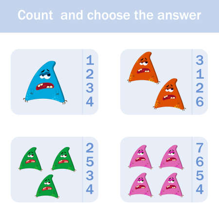 Counting Game for Preschool Children. Count how many monstersのイラスト素材