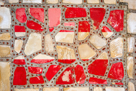 National flag of Austria on stone wall background. Flag banner on stone texture background.の写真素材