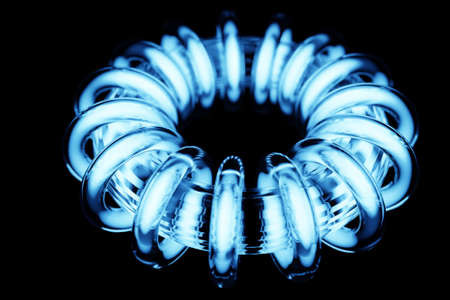 3D illustration of a blue light torus. Fantastic cell.Simple geometric shapesの写真素材