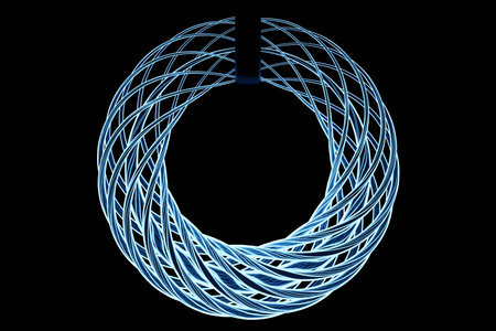 3D illustration of a blue torus. Fantastic cell.Simple geometric shapes