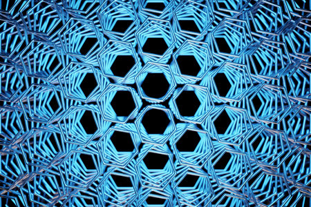 3d illustration of a blue honeycomb monochrome honeycomb for honey. Pattern of simple geometric...
