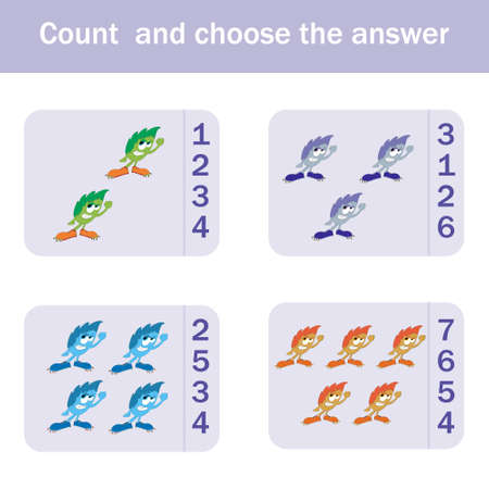 Counting Game for Preschool Children. Count how many monstersのイラスト素材