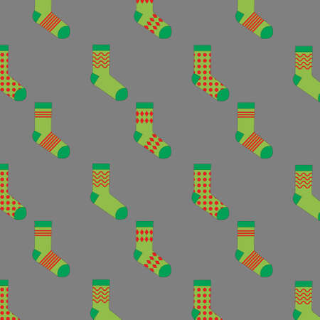 Multicolored socks on a gray background. Socks are scatteredのイラスト素材