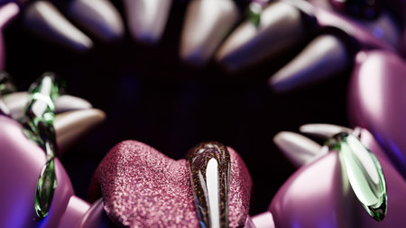 3d illustration of a monster mouth. Funny facial expression, open mouth with tongue and drool.