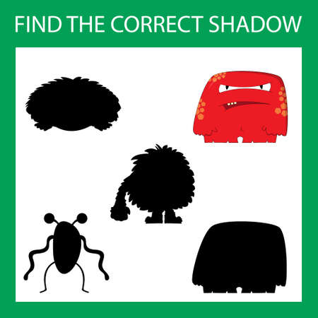 Find correct shadow with colorful monsters. Kids educational game.のイラスト素材