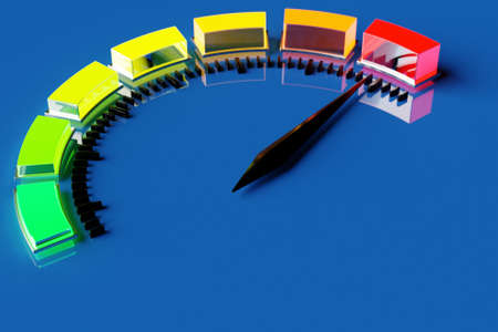 3d illustration round control panel icon. High risk concept on speedometer. credit rating scaleの写真素材