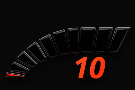 3d illustration control panel icon with indicator 10 . Low risk concept on speedometer. credit rating scaleの写真素材