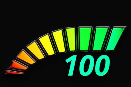 3D illustration of a readiness indicator graph with a pointer to a full loadの写真素材