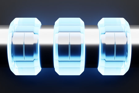 3D illustration of a blue neon torus. Fantastic cell.Simple geometric shapesの写真素材