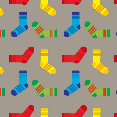 Pattern with socks of different textures and colors. Background of winter fashion items of clothingのイラスト素材