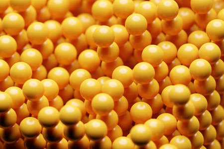 3d illustration of yellow balls. Set of balls on monocrome background, pattern. Geometry background