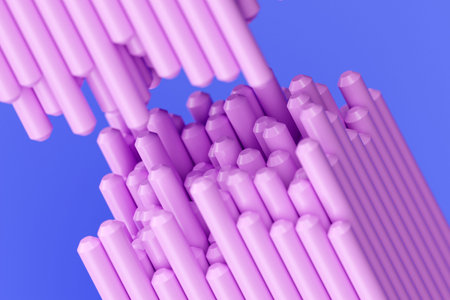 3D illustration pink pipes of an unusual shape on a monocrome background