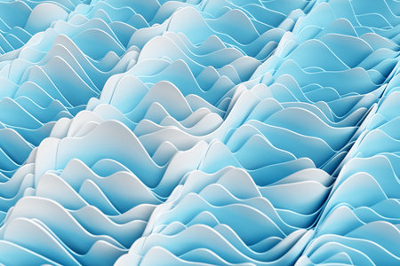 3d illustration of a blue geometric lines, stripes similar to waves. Futuristic shape, abstract...