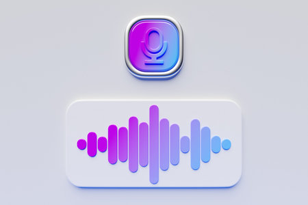 3d illustration, microphone button for audio search on the internet