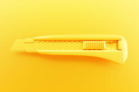 3D illustration of a yellow cutter hand tool isolated on a monocrome background. 3D render and illustration of repair and installation toolの写真素材