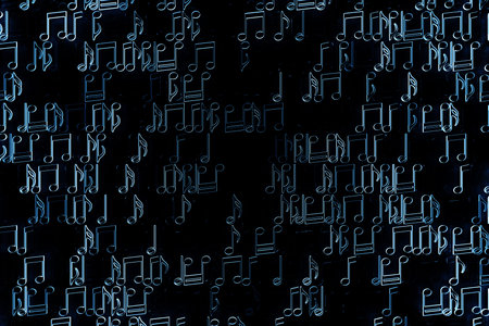 Black music sheet background with drawn notes. simple cartoon design. 3D illustrationの写真素材