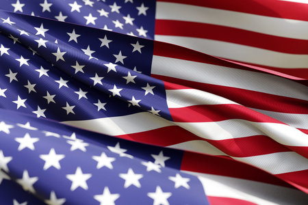 The national flag of USA from textiles close-up in three versions, soft focus