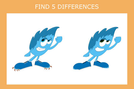 Educational game for kids. Find 5 differences between the monsters and circle themのイラスト素材