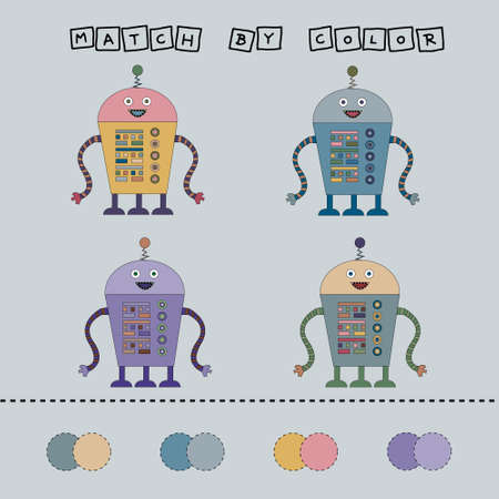 Matching children educational game. Match by color. Activity for pre school years kids and toddlers.のイラスト素材
