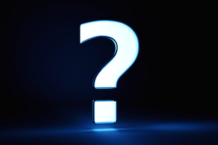 3D illustration of messages in the form of a question mark on a black background. Illustration of a...