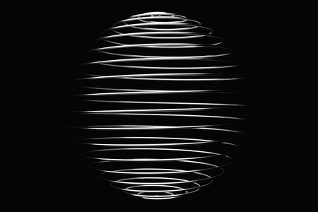 3D illustration of a silver metal ball with many faces on a black background. Cyber ball sphere