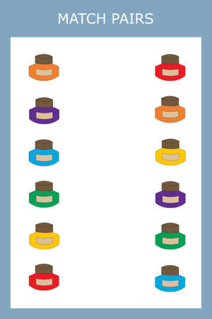 Match the pairs of the paints . Educational game for kids.のイラスト素材