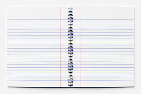 Mockup notebook with stripes with space for notes. Graph striped background. Open notepad on rings. 3D illustrationの写真素材