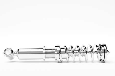 Two silver colorful shock absorber car on white background. 3d illustration. Suspension Partsの写真素材