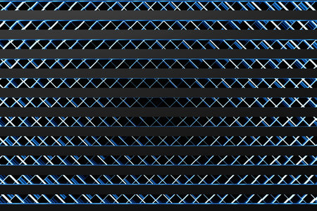 3d Illustration rows of black lines. Geometric background, wave pattern.