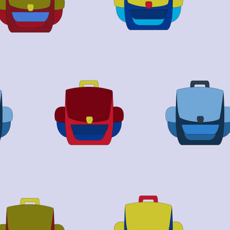 Vector stationery pattern. colorful backpacks backgroundのイラスト素材