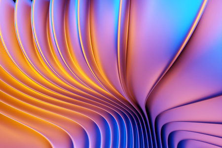 3d illustration of colorful glowing color lines. technology geometry background.