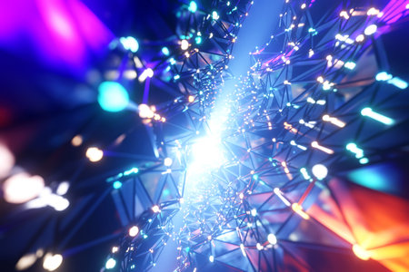 3d illustration of design colorful abstract stripes, soft focus. Voice recognition, equalizer, audio recorder.の写真素材