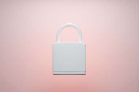 3D illustration white lock icon open on pink isolated backgroundの写真素材