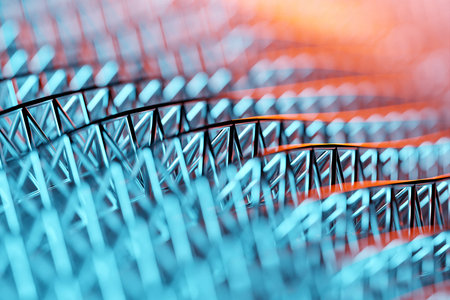 3d illustration of a blue stripes. Geometric stripes similar. Abstract glowing crossing lines...