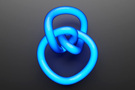 3D illustration, neon illusion isometric abstract shapes colorful shapes intertwined