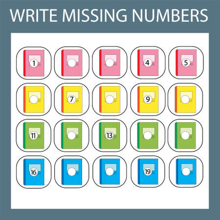 The task is to write in the lost numbers from 1 to 20. Educational exercises for preschool childrenのイラスト素材
