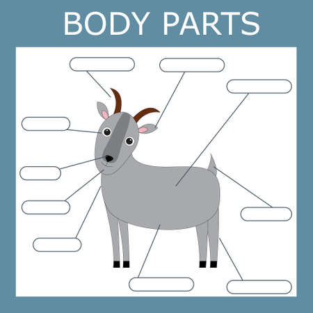 Write down the body parts of the goat. Educational game for kids.のイラスト素材