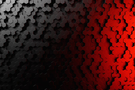 3d illustration of a black honeycomb monochrome honeycomb for honey. Pattern of simple geometric hexagonal shapes, mosaic background.の写真素材