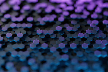 3d illustration of a black honeycomb monochrome honeycomb for honey. Pattern of simple geometric hexagonal shapes, mosaic background. Bee honeycomb concept, Beehiveの写真素材