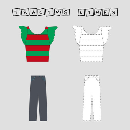Worksheet for kindergarten and preschool. Tracing lines gameのイラスト素材